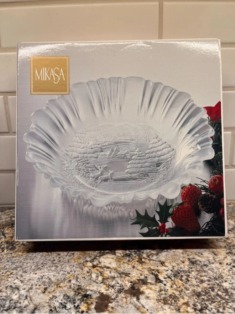 Vintage Mikasa Frosted Glass Holiday Plate